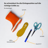 EINLEGESOHLE AUS RECYCELTER WOLLE FÜR KINDERGUMMISTIEFEL CURRY 28
