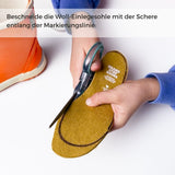 EINLEGESOHLE AUS RECYCELTER WOLLE FÜR KINDERGUMMISTIEFEL CURRY 28