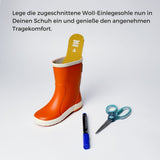 EINLEGESOHLE AUS RECYCELTER WOLLE FÜR KINDERGUMMISTIEFEL CURRY 28