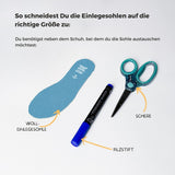EINLEGESOHLE AUS RECYCELTER WOLLE FÜR KINDERGUMMISTIEFEL HELLBLAU 34