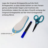 EINLEGESOHLE AUS RECYCELTER WOLLE FÜR KINDERGUMMISTIEFEL HELLBLAU 34