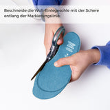EINLEGESOHLE AUS RECYCELTER WOLLE FÜR KINDERGUMMISTIEFEL HELLBLAU 34