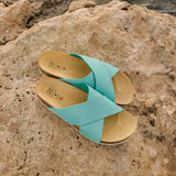 ELISA NUBUK SANDAL AQUA