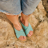ELISA NUBUK SANDAL AQUA