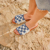 NYXA LEATHER SANDAL BLUE WHITE