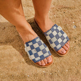 NYXA LEATHER SANDAL BLUE WHITE