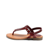 FLORA LEATHER SANDAL SNAKE BORDO