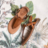 FLORA LEATHER SANDAL SNAKE WHISKY