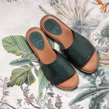 KAJA LEATHER SANDAL SNAKE SEAGREEN