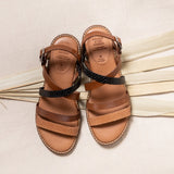 KIKI LEATHER SANDAL WHISKY-MULTI