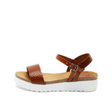 EDEN LEATHER SANDAL SNAKE WHISKY