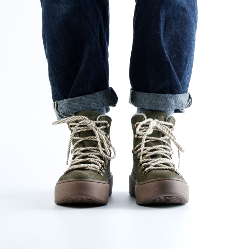 BENJA LACE BOOTIE OLIVE