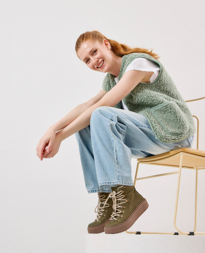 BENJA LACE BOOTIE OLIVE