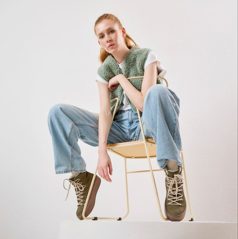 BENJA LACE BOOTIE OLIVE