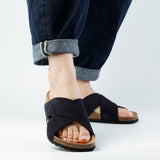 ELISA NUBUK SANDAL MARINE