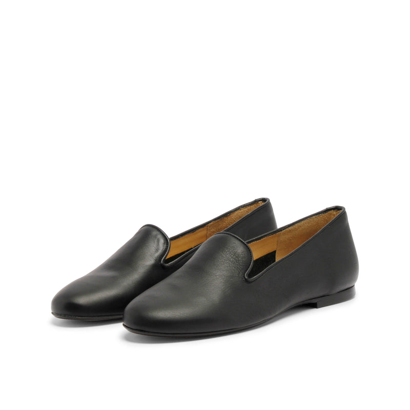 AMELIE SLIPPER RHUBARB LEATHER  BLACK