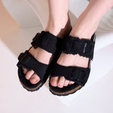 LUCA FURRY WINTER SANDAL BLACK