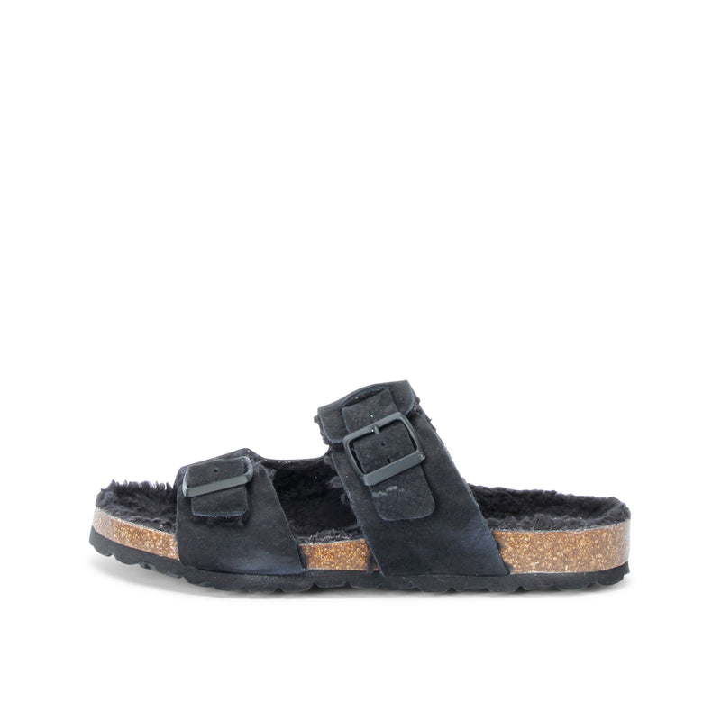 LUCA FURRY WINTER SANDAL BLACK