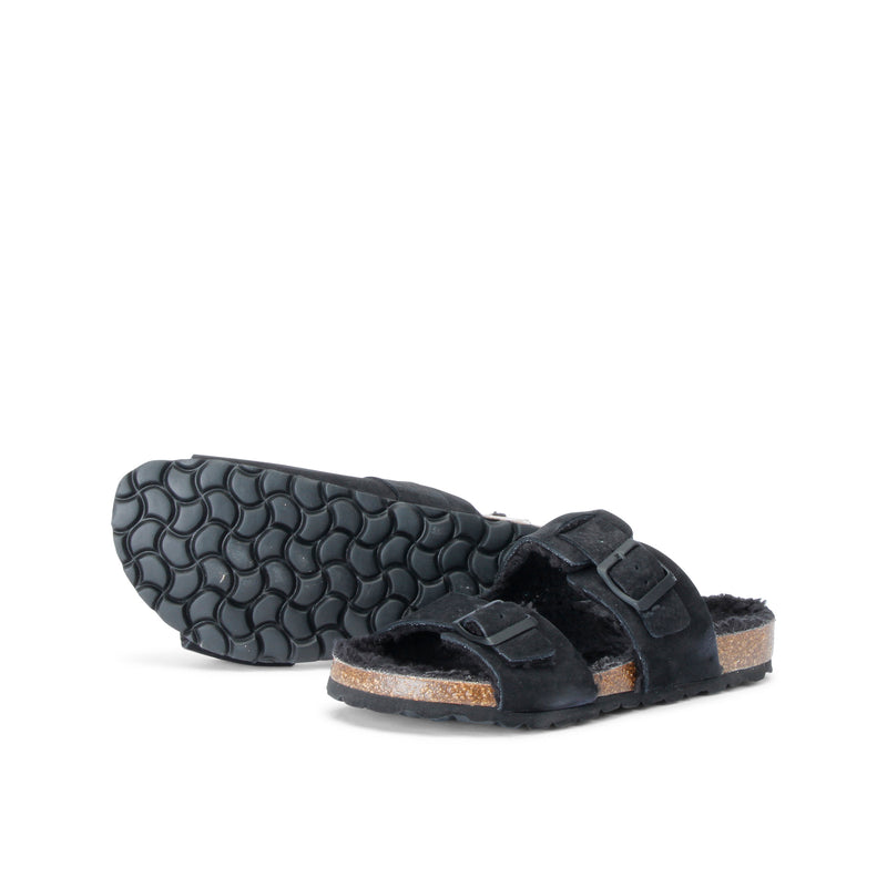 LUCA FURRY WINTER SANDAL BLACK