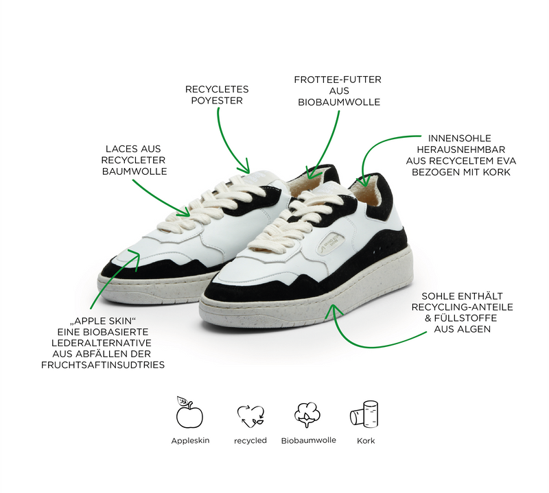 LEVEL APPLE SNEAKER BLACK WHITE