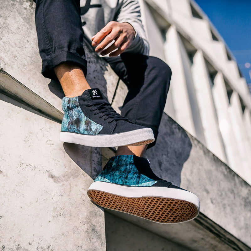 VEGANER MID-CUT SNEAKER gsx/DECKFARBEN PRINT #1 (blue)